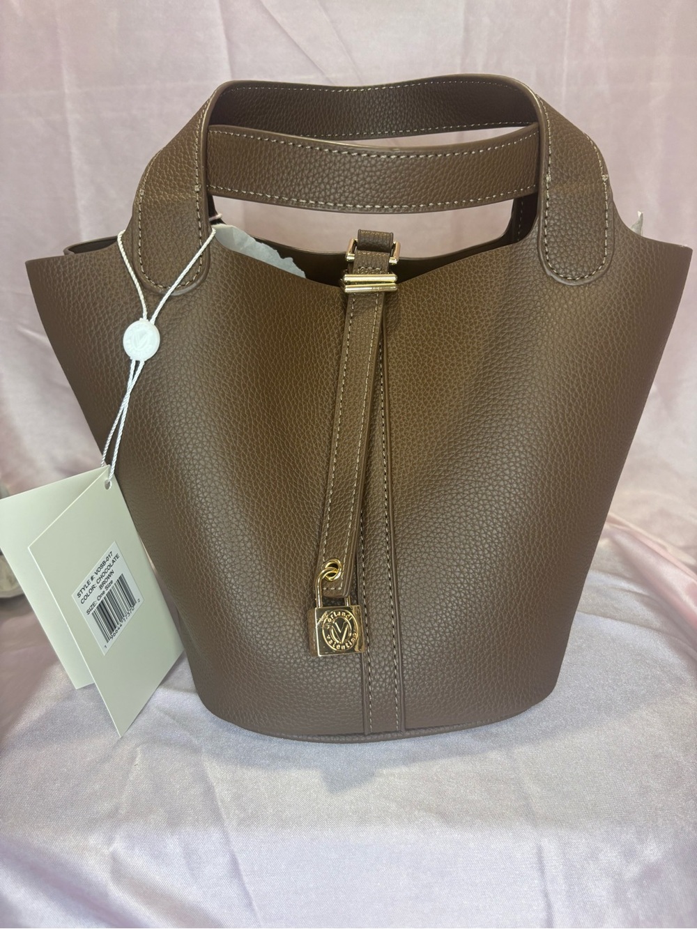 NWT Valentino Orlandi chocolate brown Bucket Bag with Pouch